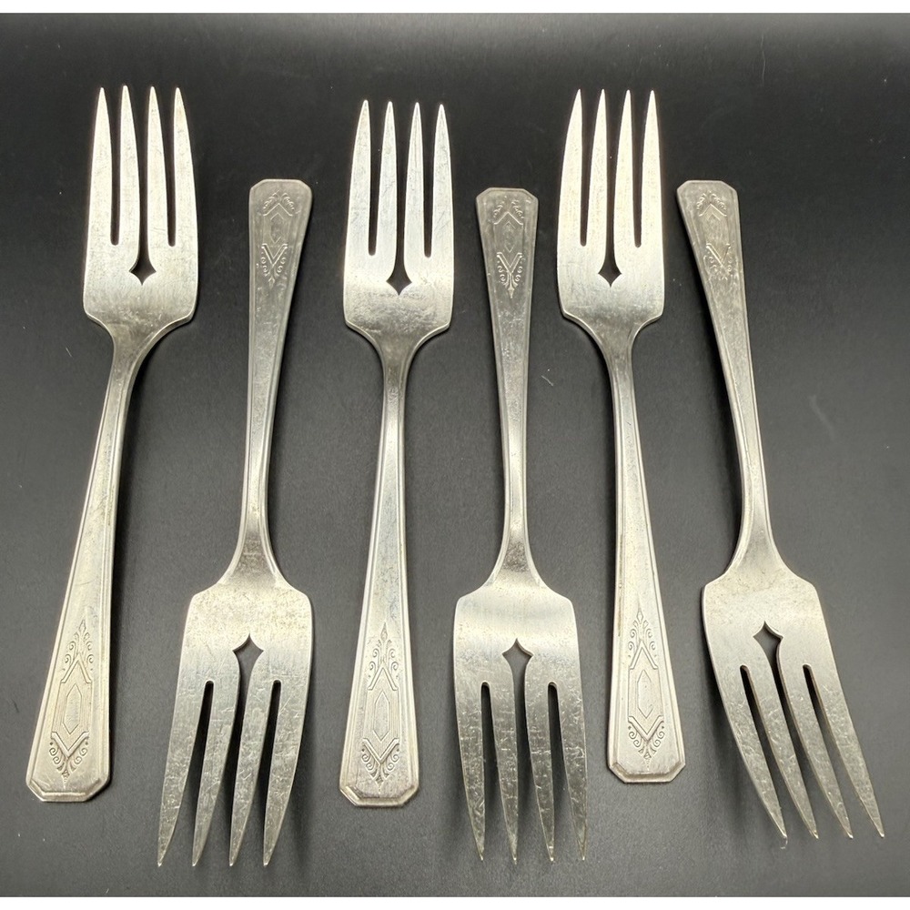 VTG Oneida WM. A. Rogers Croydon Mary Lee Silverplate Salad Fork 1932 Set Of 6
